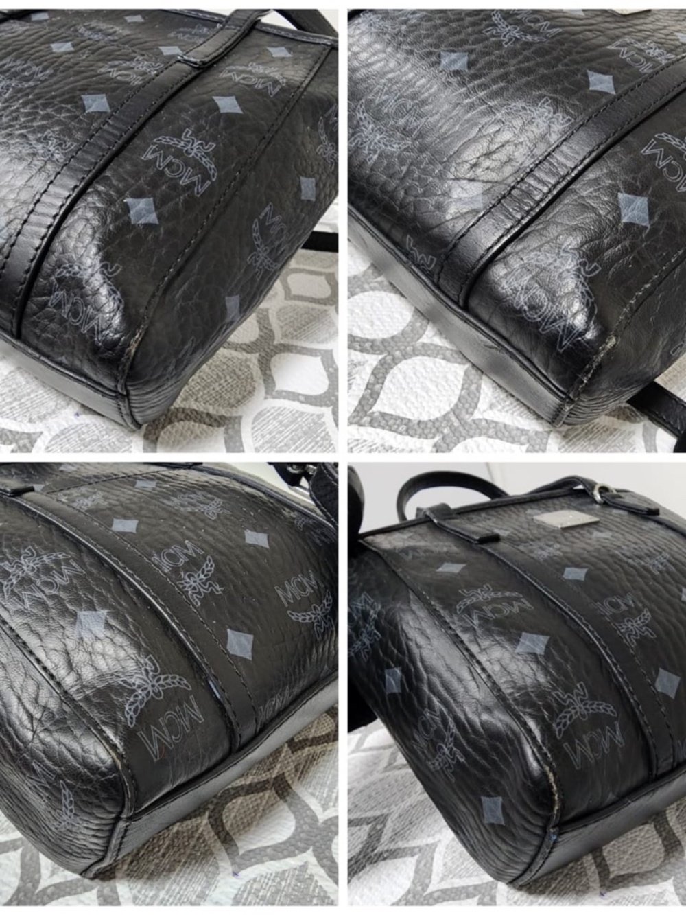 Authentic MCM Visetos Mini Toni Shopper Tote Bag Black/Grey - Picture 5 of 13